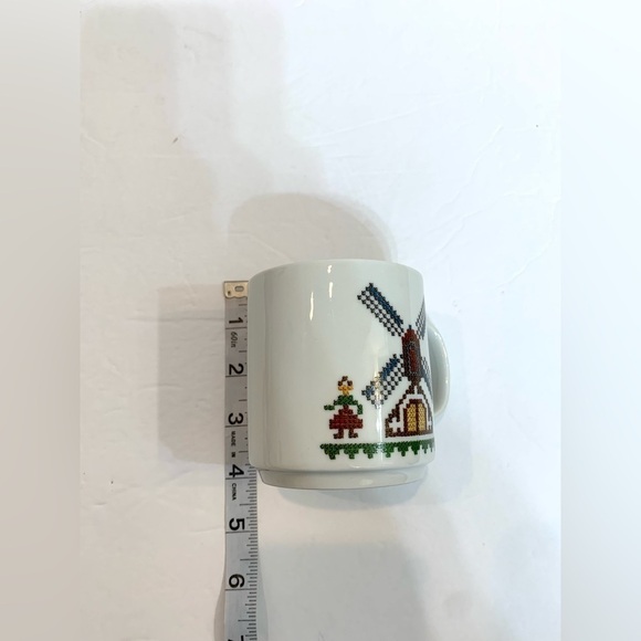 Vintage Kronester coffee/tea cup Set of 2 Windmill Crosstitch Lego Mugs Germany - Picture 4 of 6